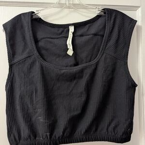 Lululemon Athletica Black Ribbed Crop Tank Top